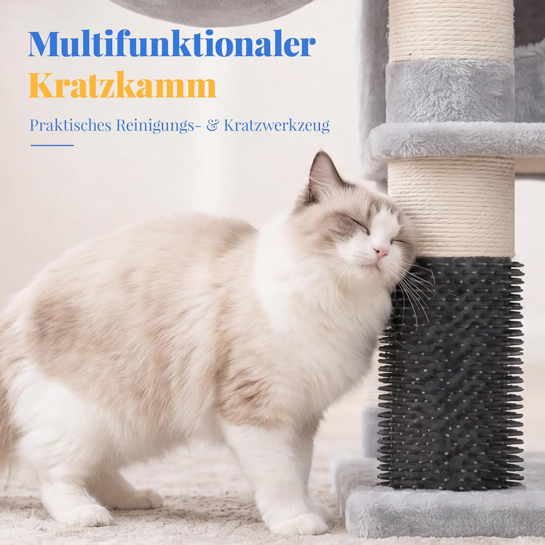 Hey-brother Kratzbaum, 188 cm Katzenbaum, XXL Kletterbaum mit 2 gross Plattform, 3 Höhlen, 2 Korb, P