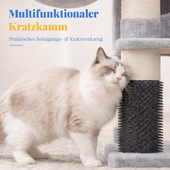 Hey-brother Kratzbaum, 188 cm Katzenbaum, XXL Kletterbaum mit 2 gross Plattform, 3 Höhlen, 2 Korb, P