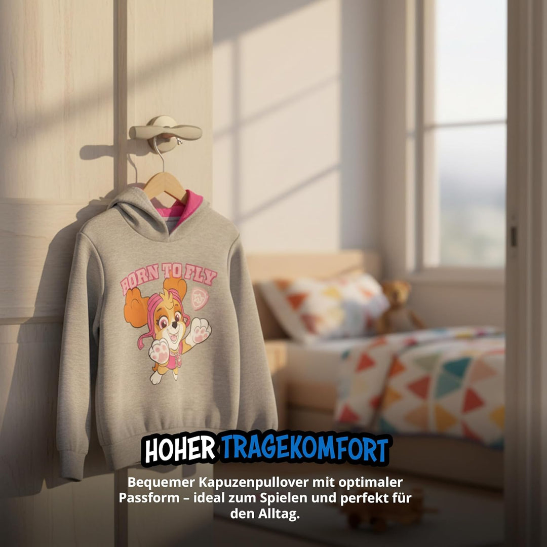 United Labels Paw Patrol Hoodie für Mädchen - Skye Born to Fly Kinder Kapuzenpullover Pullover mit K