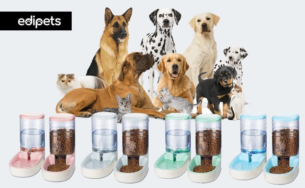 Edipets, Automatischer Futterspender Katze, Hunde, 2 Einheiten, 3.8L, Futter- und Wasserspender für
