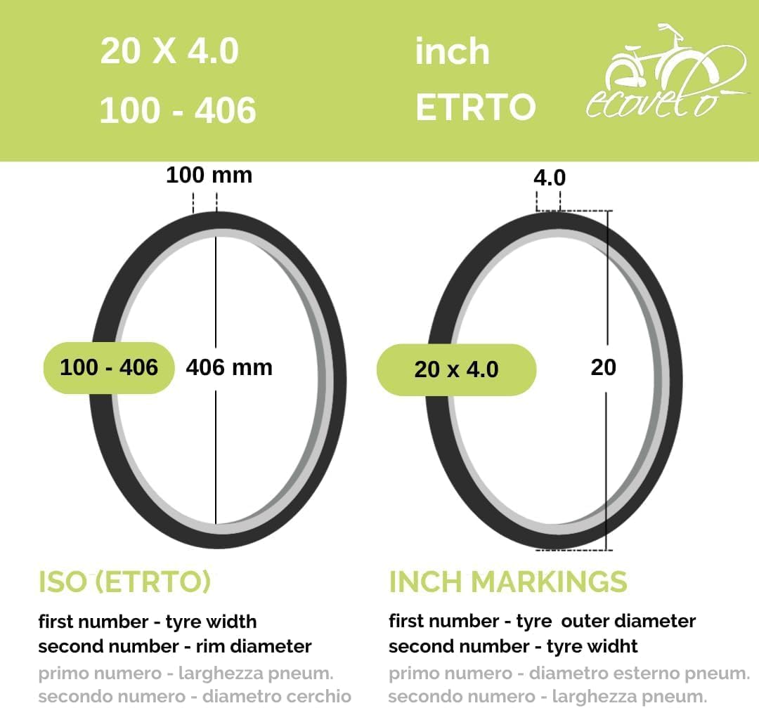 Ecovelò COPERTONE 26 x 4.0 (100-559) + Luftschlauch für Fat Bike Reifen Reifen Reifen Reifen Snow Sa