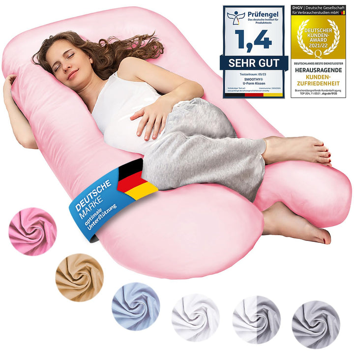 SMOOTHY® Schwangerschaftskissen 150x80cm, stützendes U-Form Stillkissen | Endlich durchschlafen, for
