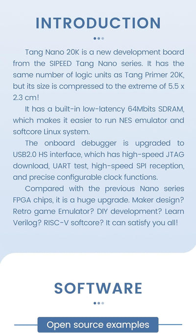 youyeetoo Sipeed Tang Nano 20K FPGA Development Board MCU, with LUT4, HDMI, for RISC-V and Embedded