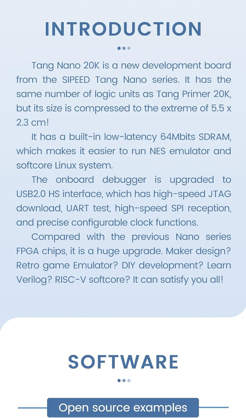 youyeetoo Sipeed Tang Nano 20K FPGA Development Board MCU, with LUT4, HDMI, for RISC-V and Embedded