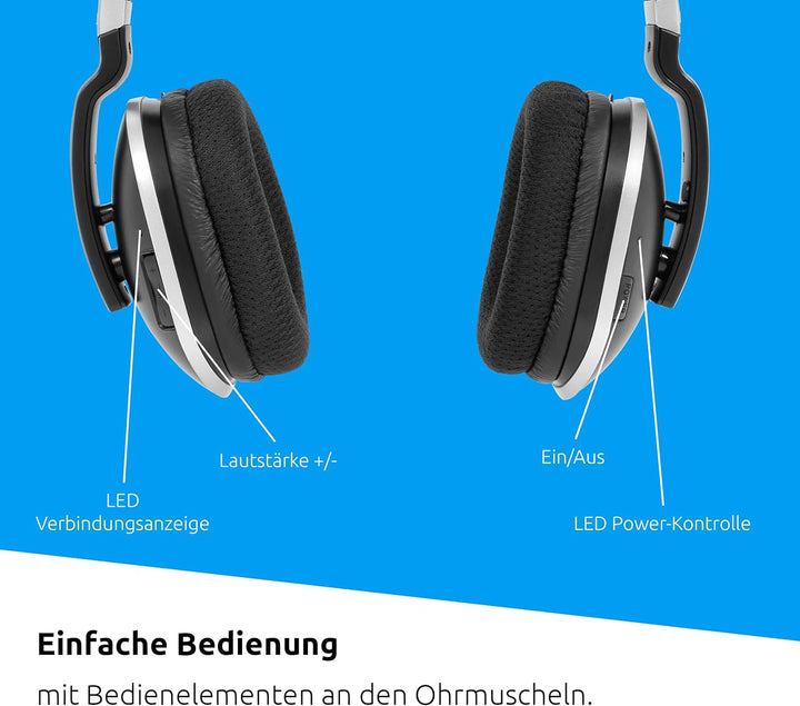 TechniSat STEREOMAN 2 V2 - kabelloser 2,4GHz Funkkopfhörer (für Fernseher und Musikanlagen, mit Dock