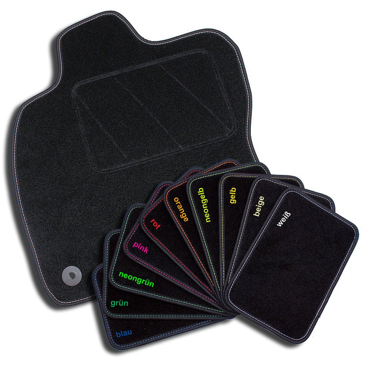 Bär-AfC MB04647 Classic Auto Fussmatten Nadelvlies Schwarz, Bandeinfassung Schwarz, Ziernaht Wählbar