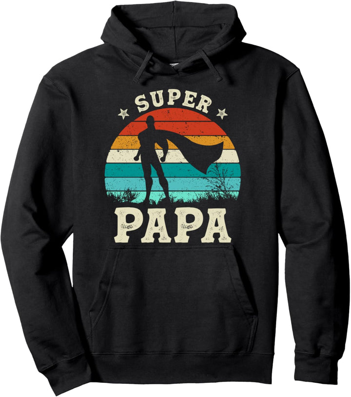 Vatertag Bester Vater Humor Retro Super Papa Pullover Hoodie