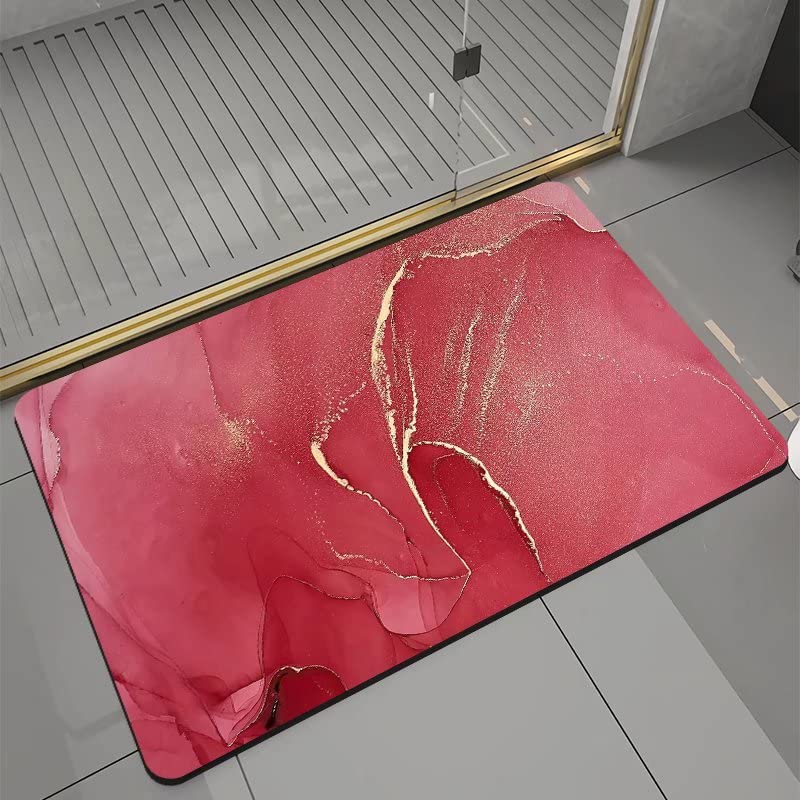 Tobil Badematte rutschfest saugfähig Badvorleger Badezimmerteppich Rot-009 40x60-50x80 (50x80cm), 50