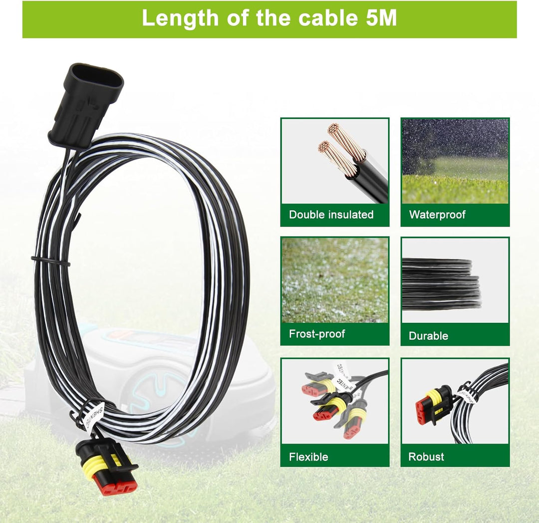 Shentec 5M Niederspannungskabel Transformator Kabel kompatibel mit Gardena Robotic R38Li, R40Li, R80