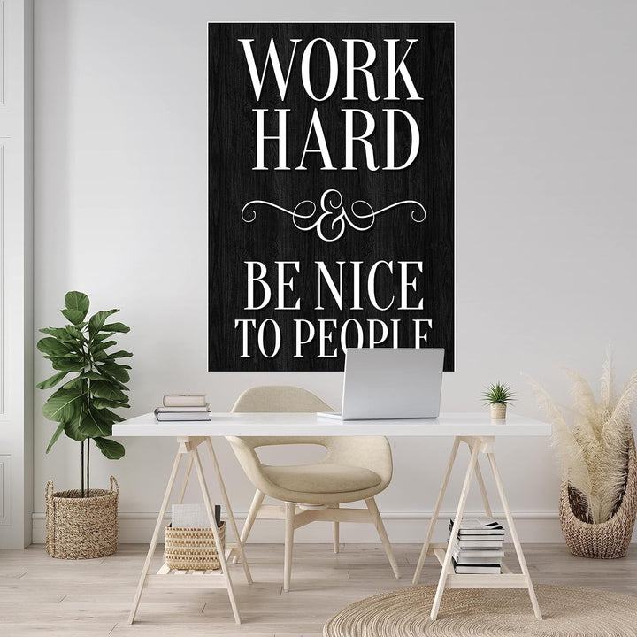 wandmotiv24 Poster als Wanddeko, Grösse Din A0, Work Hard, be Nice, Holz dunkel, Moderne Wanddeko, W