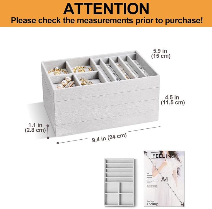 ProCase Schmucktablett Organizer Set mit 4 Schmuckschalen, Stapelbar Schmuck Schublade Organizer, Sc