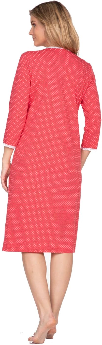 e.FEMME Damen Nachthemd Dolly 1790 aus Baumwolle Korallenrot 38, Korallenrot 38