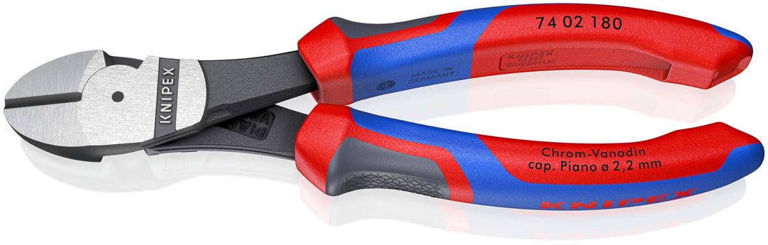KNIPEX Kraft-Seitenschneider schwarz atramentiert mit Comfort-Griffen 180 mm, 74 02 180 Chrom 180 mm