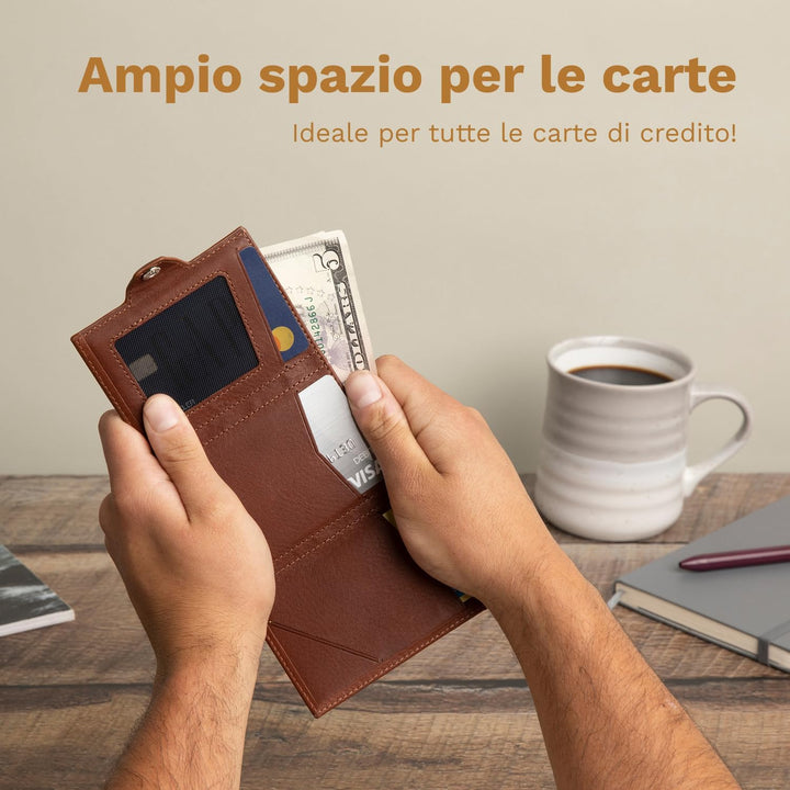 DONBOLSO Wallet NextGen Leder - Slim Wallet mit Münzfach - Geldbeutel mit RFID Schutz - Kartenetui b