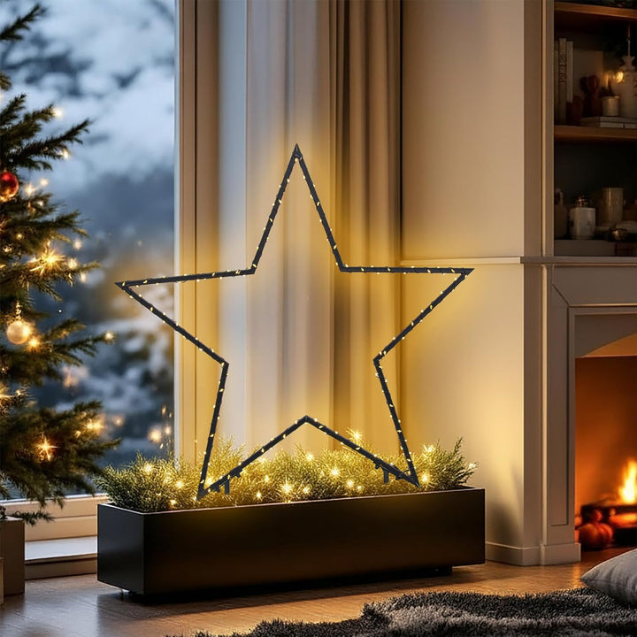 LED Metall Gartenstecker Stern - 60 cm - Weihnachtsstern mit 150 LED beleuchtet - Advent Winter Gart
