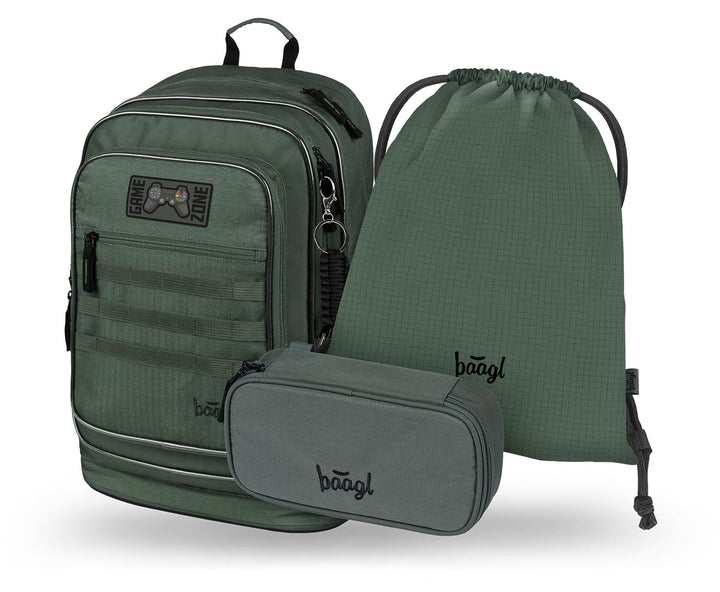 Baagl Schulrucksack Set Jungen Mädchen 3 Teilig - Schultasche ab 3. Klasse - Grundschule Ranzen mit