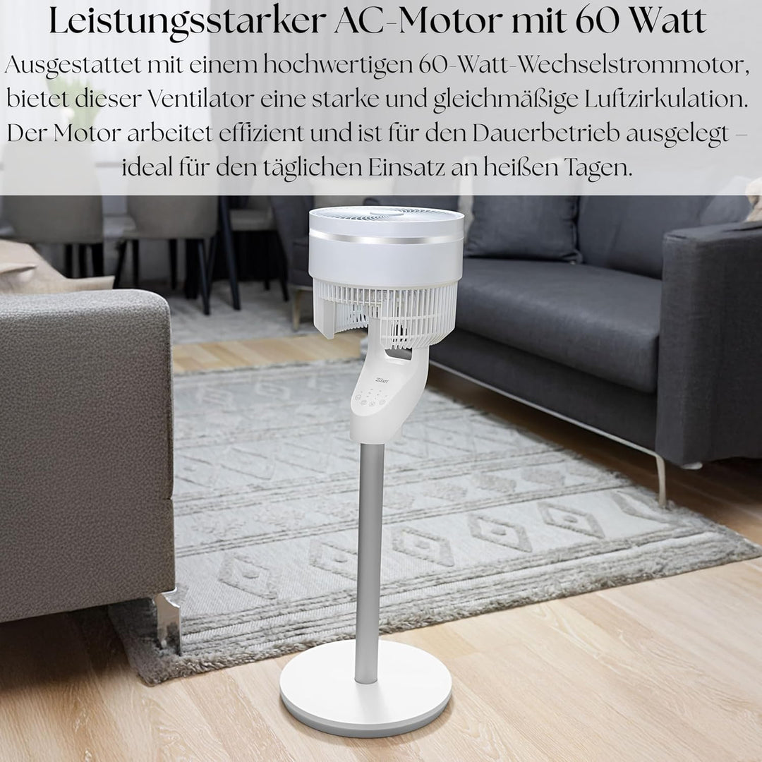 Zilan Standventilator leise mit Fernbedienung kraftvoller Ventilator mit Timer 60W energiesparend 3