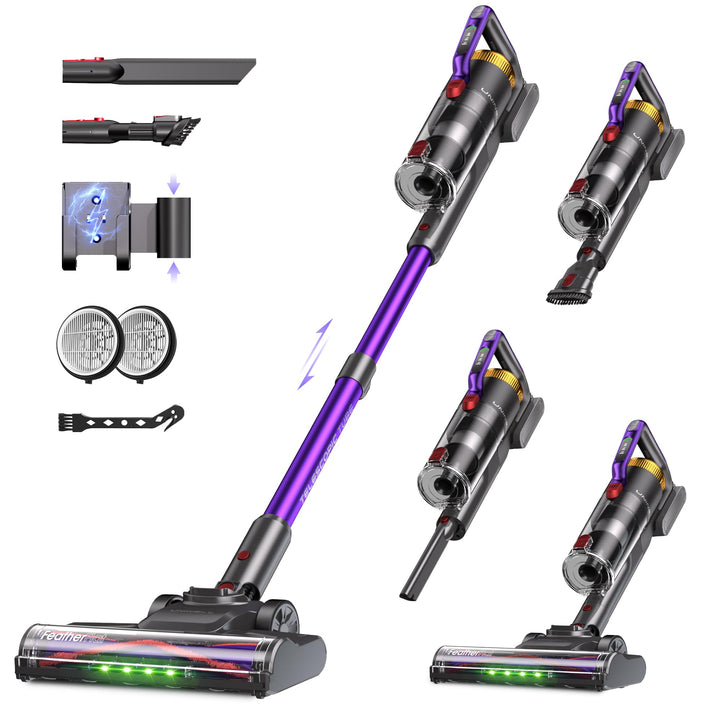 UNINELL HOME Akku Staubsauger 48Kpa/550W/65Min, Staubsauger Kabellos Selbstladender mit LED-Display,