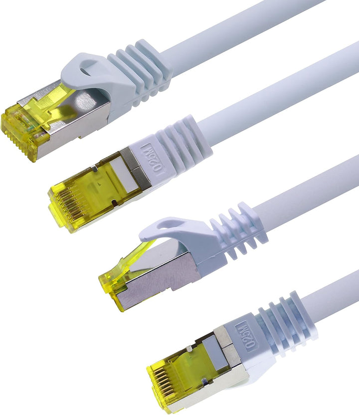 1aTTack.de Cat.7 Netzwerkkabel 10m Weiss 5 Stück Cat7 Ethernetkabel Netzwerk LAN Kabel Rohkabel 10 G