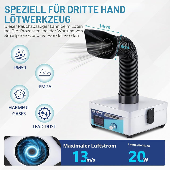 BAOSHISHAN Lötrauchabsaugung Schweissrauchabsauger Mini Desktop Lötrauchabsorber mit 3-Stufen-Filter