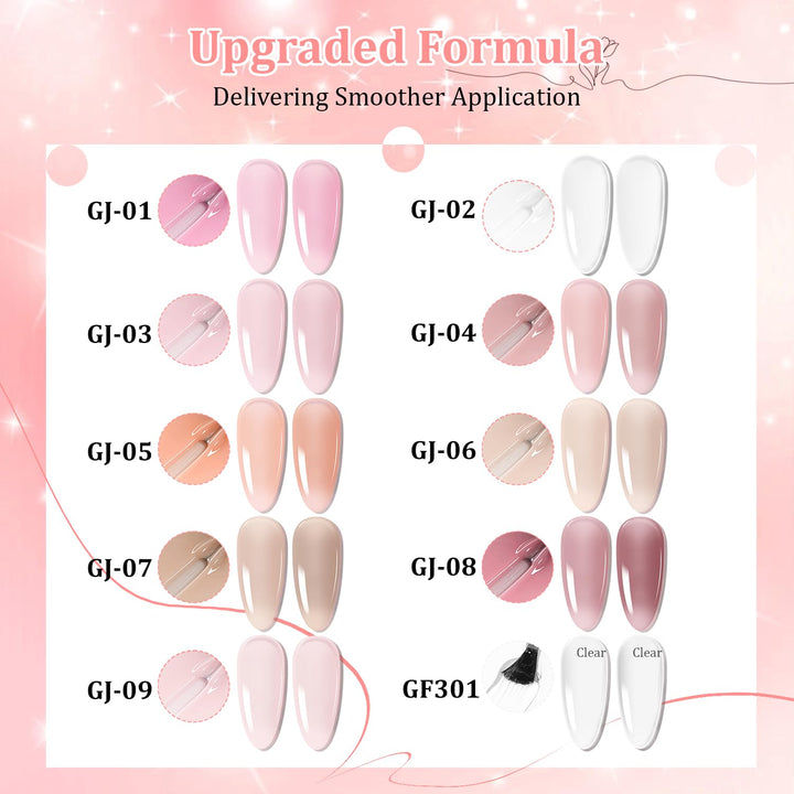 JODSONE 10-Farben-Building-Gel-Set Nagelstudio-Qualität Aufbaugel mit hohem Glanz & langanhaltendem