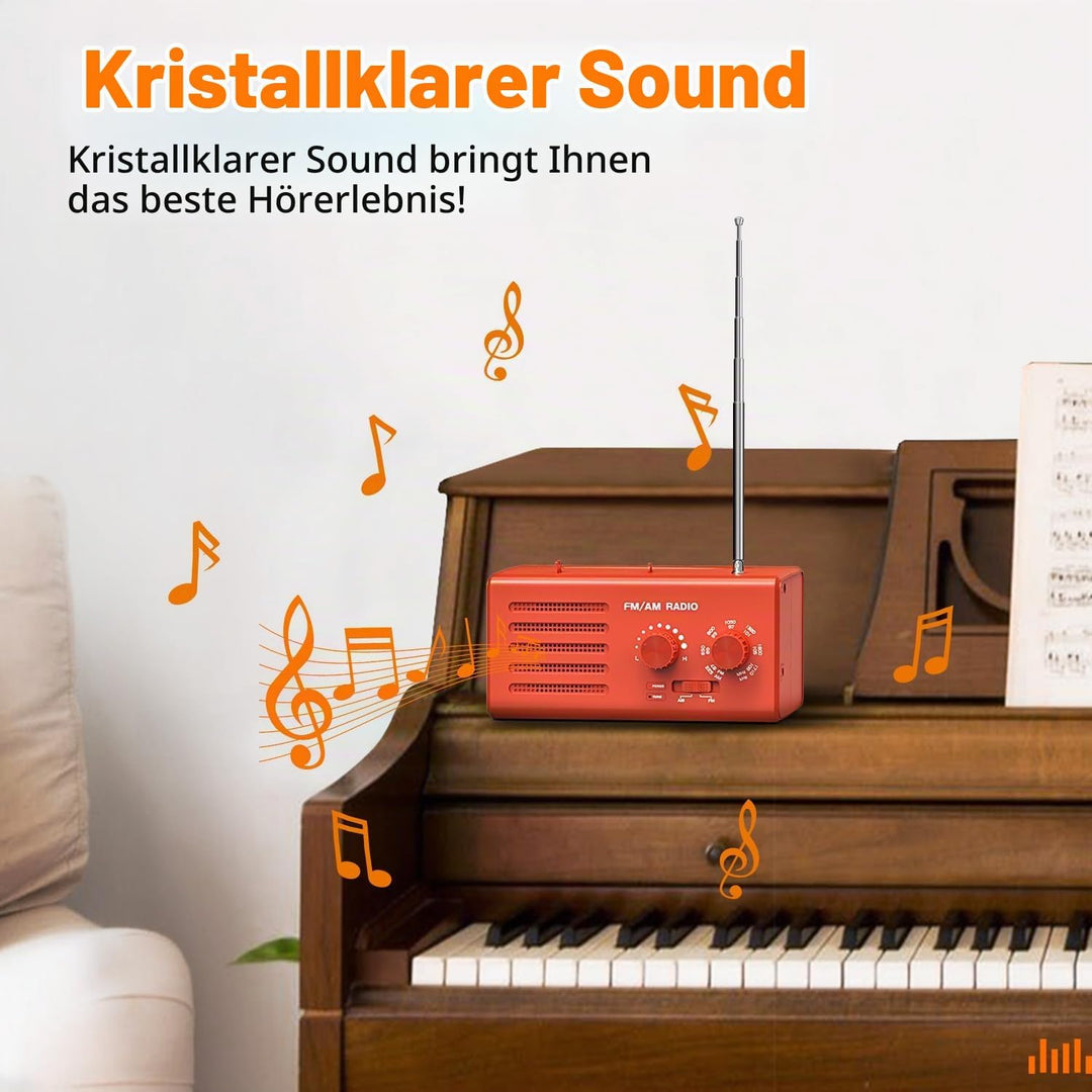 Transistorradio – AM FM Tragbares Radio mit Bestem Empfang, Eingebautem Lautsprecher, Kopfhöreransch