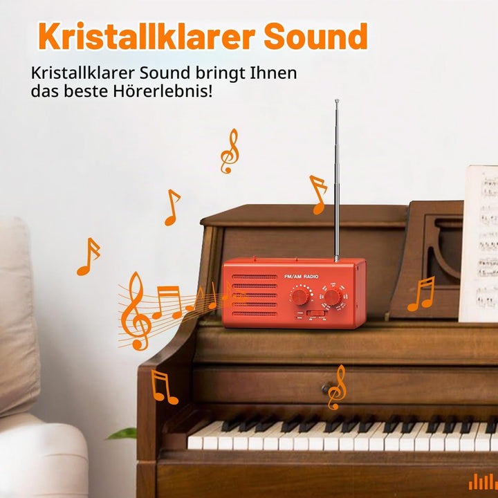 Transistorradio – AM FM Tragbares Radio mit Bestem Empfang, Eingebautem Lautsprecher, Kopfhöreransch