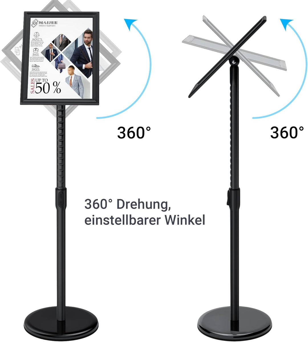FoxRose® Infoständer DIN A3 420x297mm Höhenverstellbar Edelstahl informationsständer Aufsteller Kund