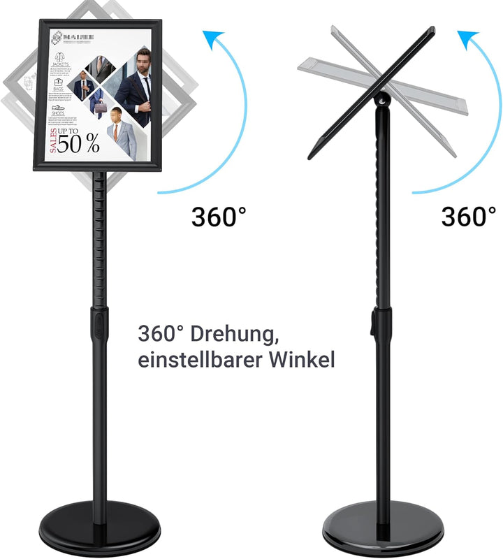 FoxRose® Infoständer DIN A3 420x297mm Höhenverstellbar Edelstahl informationsständer Aufsteller Kund