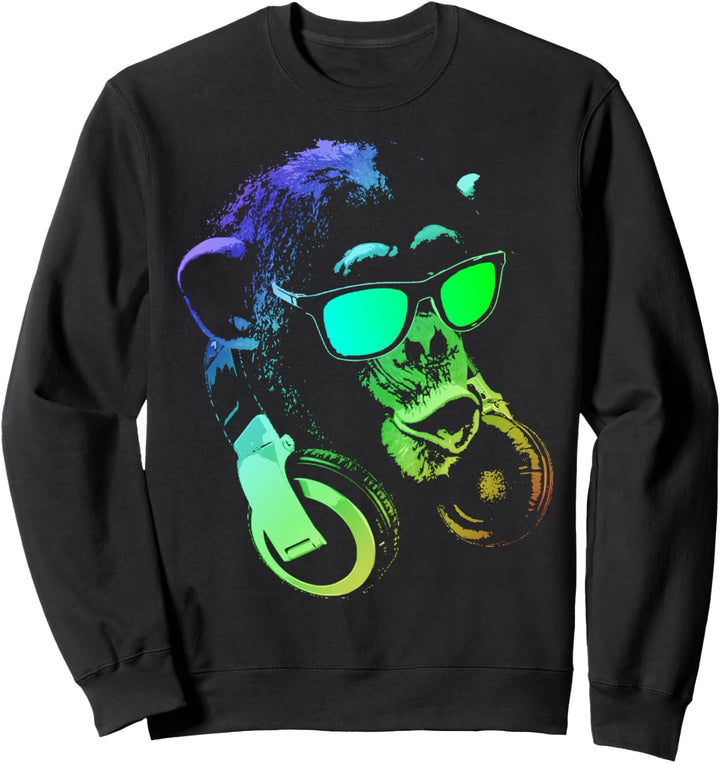 Monkey mit DJ Kopfhörer und Sonnenbrille Sweatshirt