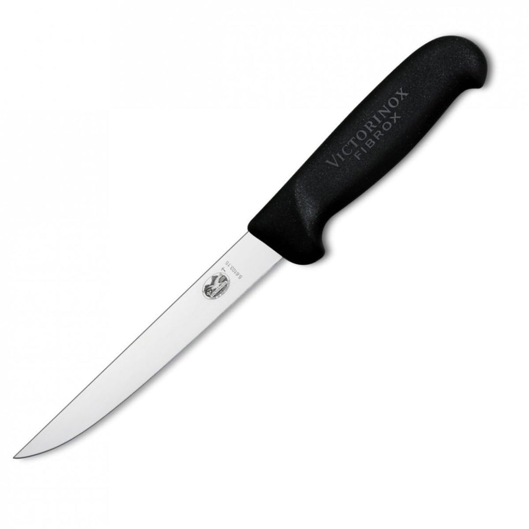 Victorinox, coltello disossatore Fibrox con lama dritta da 15 cm in acciaio inox, antiscivolo, nero,