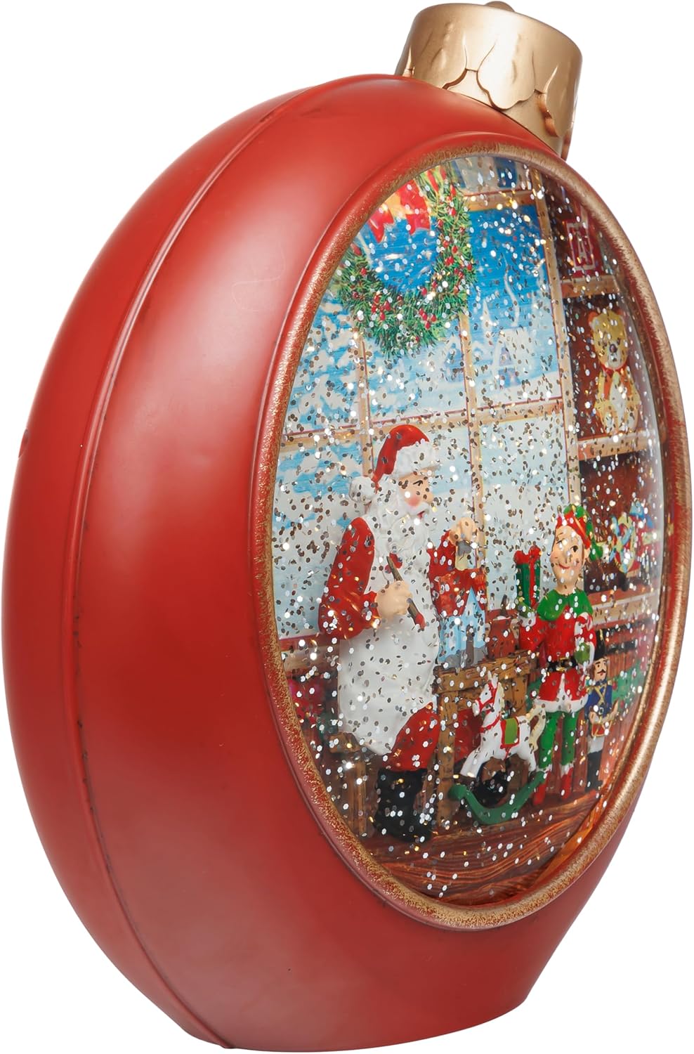 SIKORA WL02 LED Schneelaterne Wasserlaterne Weihnachtskugel rund rot mit aufwirbelnden Flocken und M