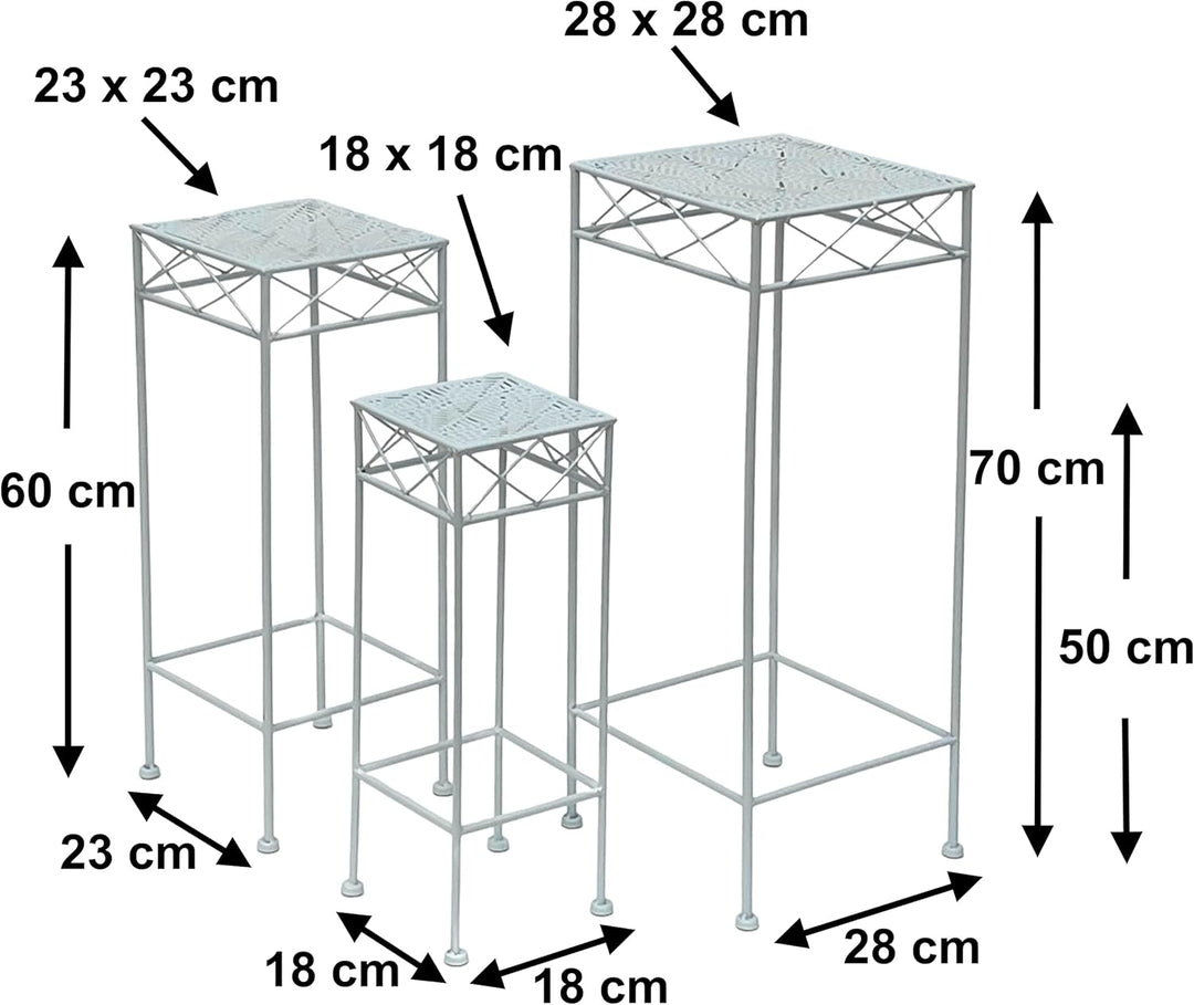 DanDiBo Blumenhocker Weiss Metall Eckig Blumenständer 96314 3er Set Beistelltisch Blumensäule Modern