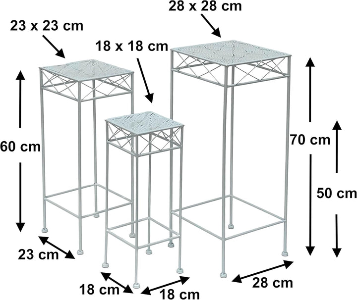 DanDiBo Blumenhocker Weiss Metall Eckig Blumenständer 96314 3er Set Beistelltisch Blumensäule Modern