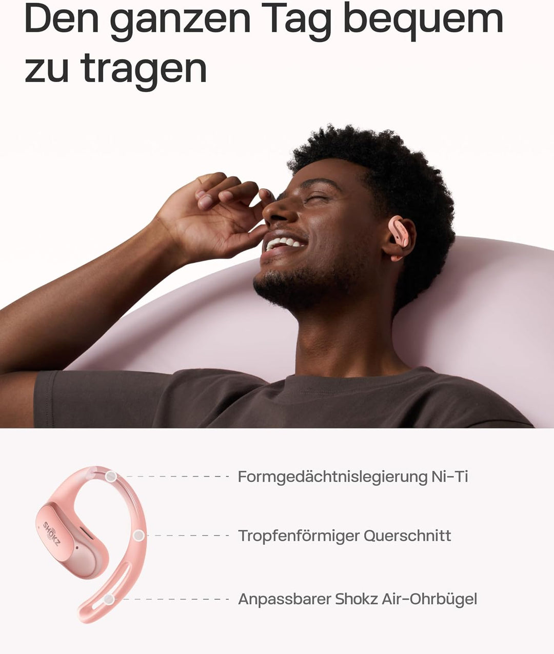 SHOKZ OpenFit Air Open-Ear-Kopfhörer, True Wireless Bluetooth-Ohrhörer mit Mikrofon, Ohrhörer mit Ai