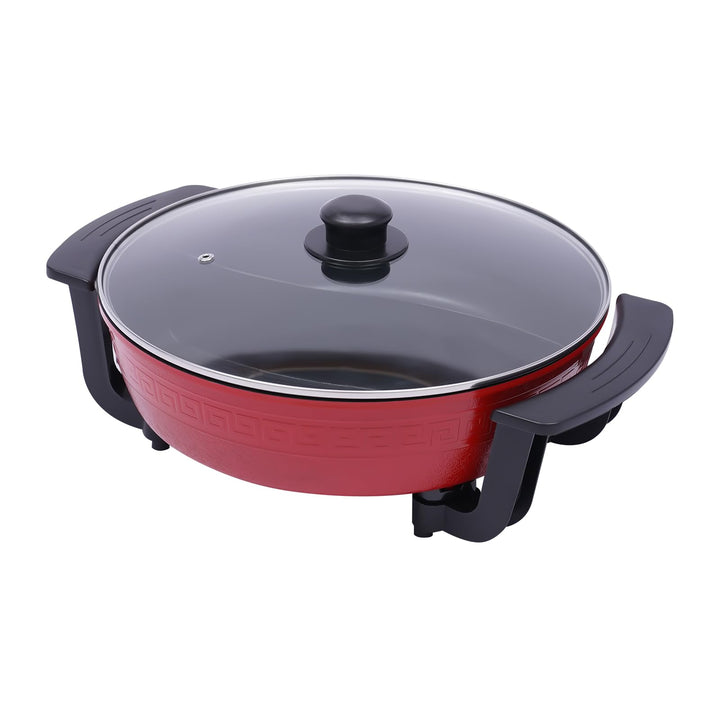 Hot Pot Elektrisch 1300W Elektrischer Topf mit 2 Kammern Shabu Shabu und Deckel 6L Suppentopf Töpfe
