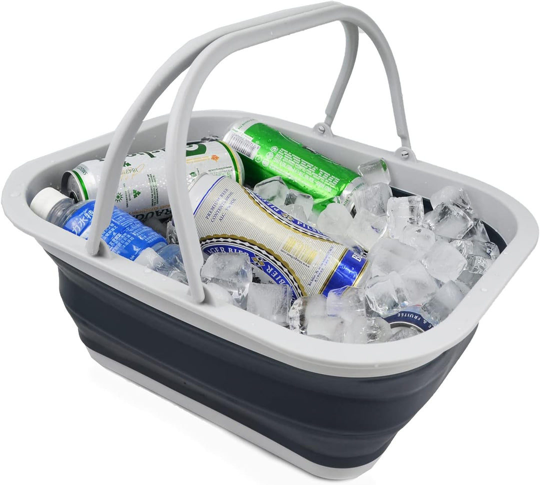 SAMMART 15L Zusammenklappbarer Korb mit Griff - Tragbarer Picknickkorb/Krater für den Aussenbereich