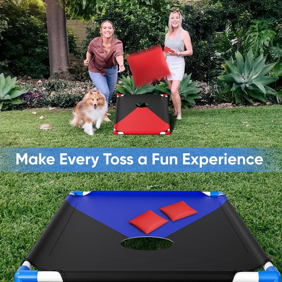 WildFun Cornhole Spiel Outdoor für Erwachsene und Kinder, Tragbar Cornhole Toss Set mit 8 Cornhole S