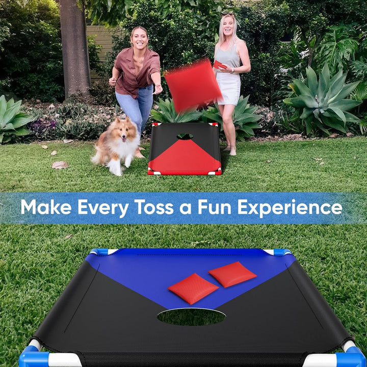 WildFun Cornhole Spiel Outdoor für Erwachsene und Kinder, Tragbar Cornhole Toss Set mit 8 Cornhole S