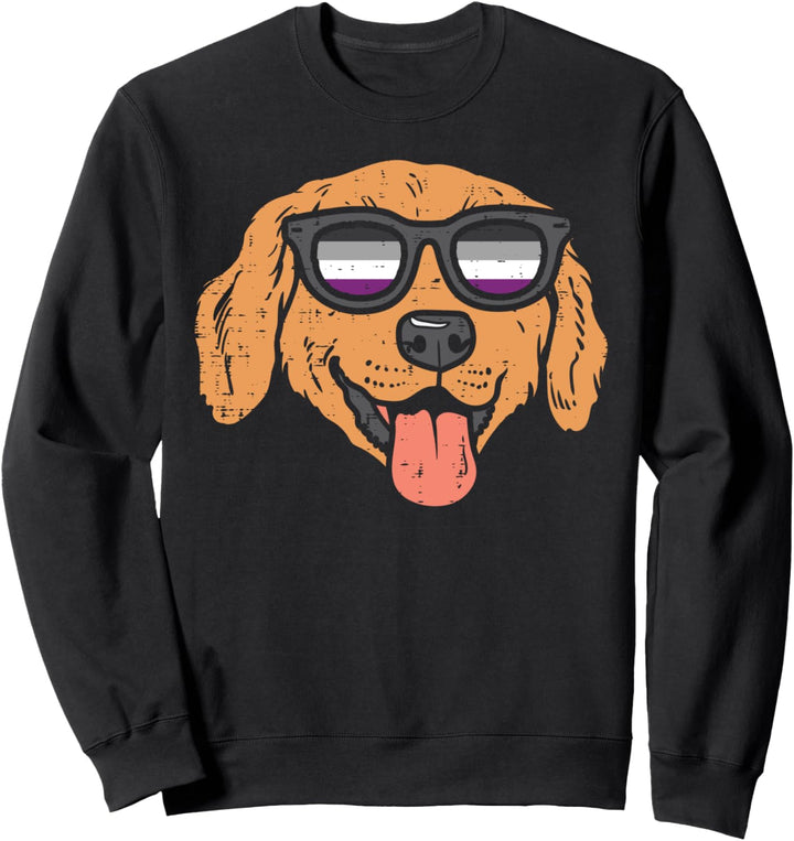 Golden Retriever Dog LGBTQ Asexual Flag Ace Pride Ally Sweatshirt