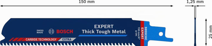 Bosch Professional 10x Expert ‘Thick Tough Metal’ S 955 CHC Säbelsägeblatt (für Zäher Stahl, Gusseis