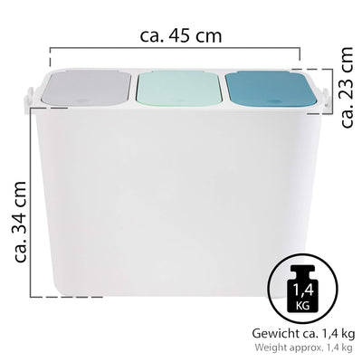 ONVAYA® Mülltrennsystem Tom | Mülltrennung mit mehreren Fächern | Mülleimer in creme-weiss | Abfalle