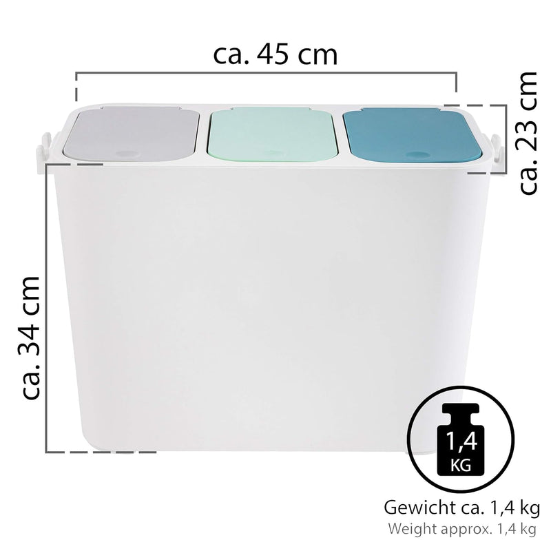 ONVAYA® Mülltrennsystem Tom | Mülltrennung mit mehreren Fächern | Mülleimer in creme-weiss | Abfalle