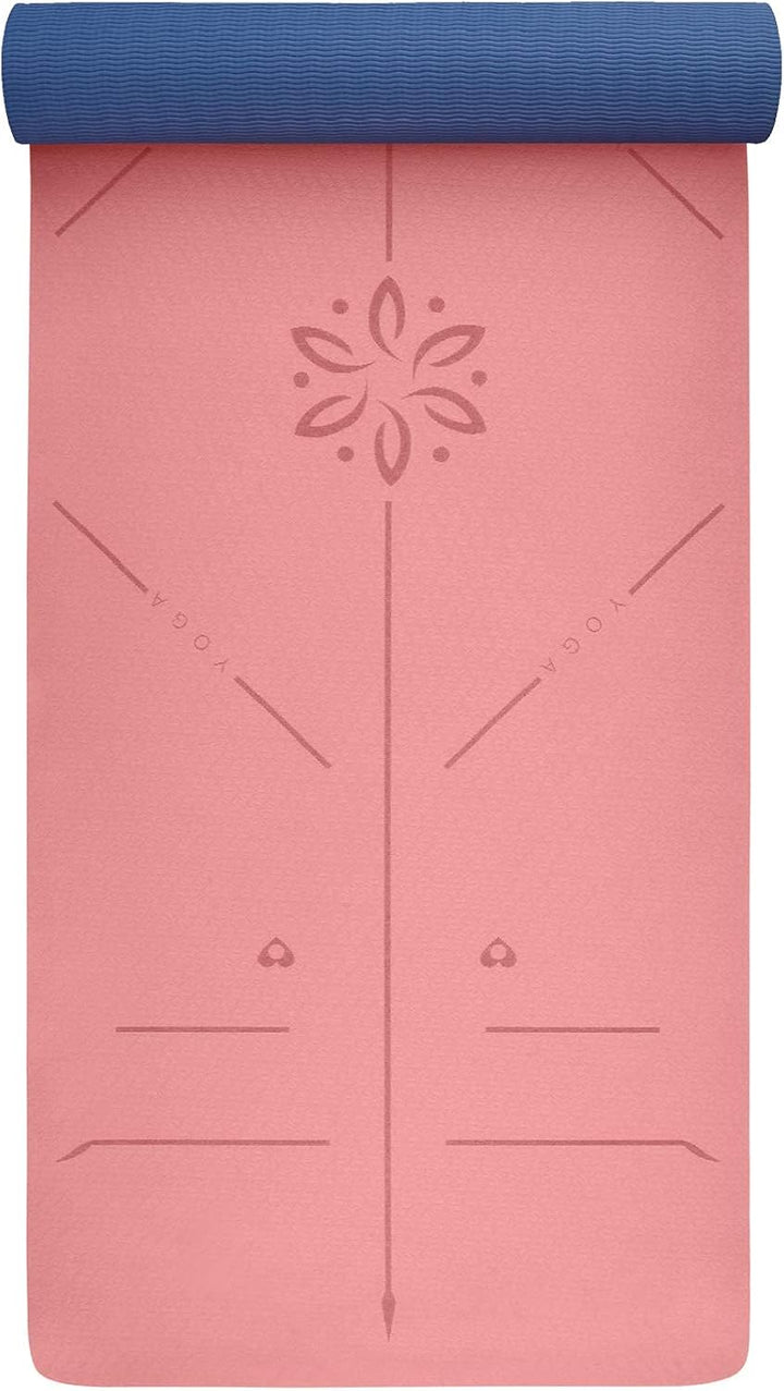 YOGATI Yogamatte rutschfest Schadstofffrei, mit Tragegurt. Yoga Matte mit Ausrichtungslinien. Ideal