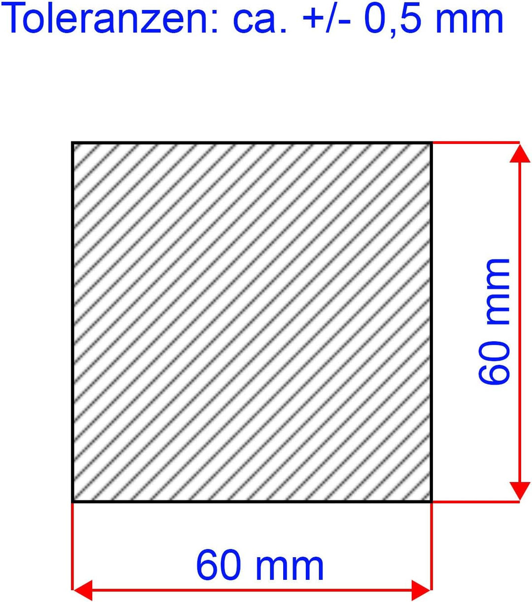 Fits Metall | Stahl Vierkantmaterial | S355JR | 60x60 mm | Länge: 250 mm +/- 5 mm | St52 gewalzt 60x