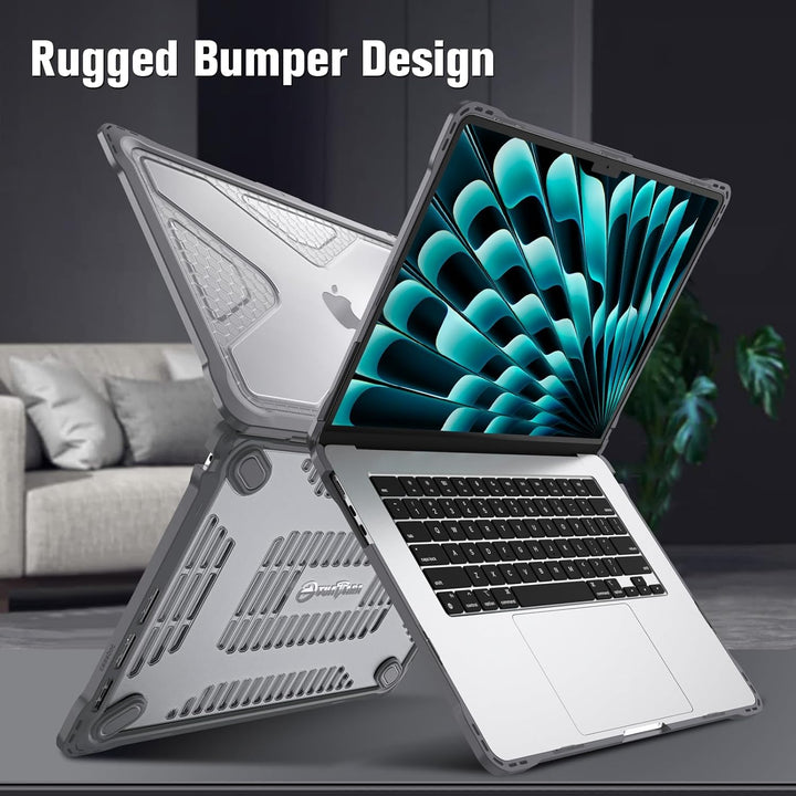 Fintie Hülle Kompatibel mit MacBook Air 15 M2 Chip (2023 Freisetzung) A2941, Ganzkörper-Rugged Hybri