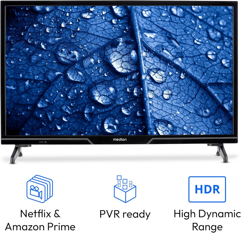 MEDION P12451 (MD 29230) 59,8 cm (24 Zoll) HD Fernseher (Smart-TV, HDR, Netflix, Prime Video, PVR, B