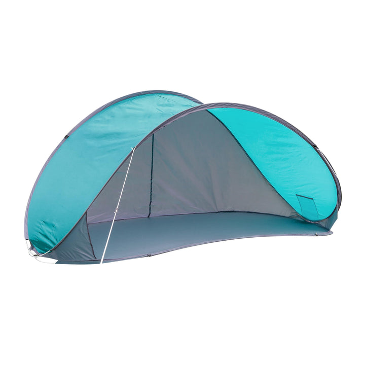 Pop Up Strandmuschel türkis mit Tragetasche - 210 x 110 cm - Strand Zelt selbstaufstellend mit UV 50