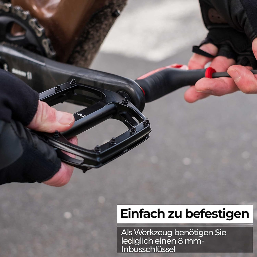 BBB Cycling Fahrrad Pedale mit Grosse Plattform Alu-Pedalkörper Auswechselbare Grip-Pins CoolRide BP