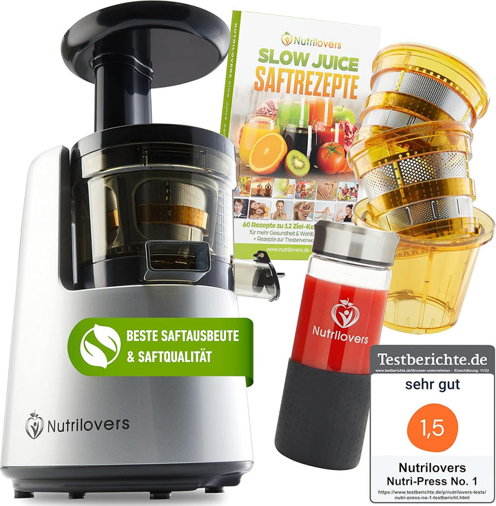 *NEU* NUTRI-PRESS NO.1 Slow Juicer 3 SIEBE Saft, Smoothie, Frucht-Eis - Sehr leise & 100% BPA-Frei -